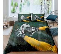 Housse de Couette 140x200 Gardien de But de Foot Parure de Lit Thème Sport Ultra Doux Respirante Microfibre Literie Set 1 Personne avec 2 Taies d'oreiller 65x65 cm H.559