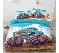 Housse de Couette 140x200 Monster Truck - Parure de Lit 1 Personne Enfants Garçons, Douce Microfibre Ensemble Couette Sets avec 1 Taie d'oreiller 65x65 cm L&-n2