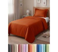 Housse de Couette 140x200 - Parure 2 Pièces Microfibre 65x65 - Terre Cuite | Brossée Douce et Respirante, Fermeture Éclair, Liens de Coin, Anti-Froissement, Lavable en Machine, Certifié OEKO-TEX
