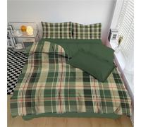 Housse de Couette 140x200cm Motif Plaid vert beige Tartan écossais classique des Highlands Parure de Lit Fermeture Éclair - Linge de Lit 2 Personnes Adulte avec 2 Taies d'oreiller 65x65 cm