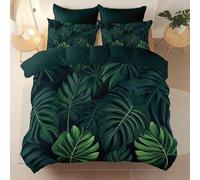 Housse de Couette 150x200 Feuilles de Palmier Tropicales Parures de Lit 3D Douce Literie Set Feuille de Palmier Réversible Microfibre Housses de Couettes avec 2 x Taie d'Oreiller 65x65 cm e.9704