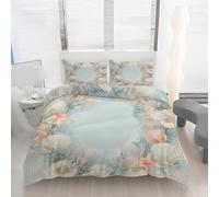 Housse de Couette 160x200 Étoile de Mer Coquillage Imprimé Récif Corallien Parure de lit Réversible Microfibre avec Fermeture Éclair, Ensemble de Literie 3 Pièces et 2 Taies d'oreiller x1S28k