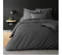 Housse de couette 2 personnes 240 x 220 cm - Percale de coton 78 fils - Acier