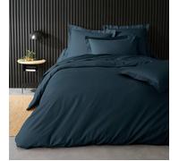 Housse de couette 2 personnes 240 x 220 cm - Percale de coton 78 fils - Bleu Nuit