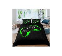 Housse de couette 200x200 - 3D Print Gamepad Parure de lit avec 2 taies - Gamer Console Jeu vidéo - garçon et adolescent(noir)