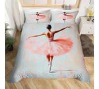 Housse de Couette 200x200 Adulte Danse Classique 3D Parure de Lit 2 Personnes en Microfibre Danseuse 3 Pièces Ensemble de literie Gris avec Fermeture Éclair et 2 Taies d'oreiller E-881