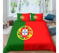 Housse de Couette 200x200 Adulte Drapeau du Portugal 3D Imprimé Parure de Lit 2 Personnes Thème du Drapeau National 3 Pièces Doux Microfibre avec Fermeture Éclair et 2 Taies d'oreiller 65x65 cm d-412