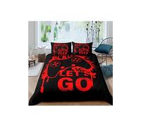 Housse de couette 200x200 avec 2 taies - pour garçon et adolescent 3D Gamepad Parure de lit - Gamer Console Jeu vidéo(noir)