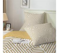 Housse de Couette 200x200 Blanc, Parure de Lit 2 Personnes pour Lit 140x190 160x200, Housse Couette Imprimée GéOméTrique Marron, Ensemble de Literie Ultra Doux avec 2 Taies d'oreiller 65x65 cm, A409