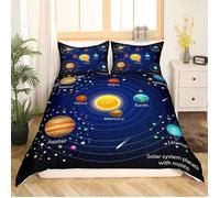 Housse de Couette 200x200 cm Enfant Parure de Lit Espace Galaxy Design Planètes Univers Décor Chambre 1 Taie PARURE DE COUETTE