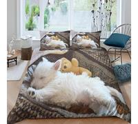 Housse de Couette 200x200 cm West Highland White Terrier Parure de Lit 200x200 3D Imprimée Linge de Lit Animaux Mignons Housse Couette avec Fermeture et 2 x 65x65 cm Taies d'oreiller G.2762