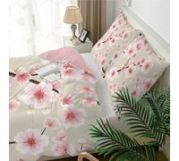Housse de Couette 200x200 Marron Clair, Parure de Lit 2 Personnes pour Lit 140x190 160x200, Housse Couette Imprimée Fleurs Roses, Ensemble de Literie Ultra Doux avec 2 Taies d'oreiller 65x65 cm, A1091