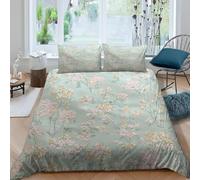 Housse de Couette 200x200 Motif Floral Délicat Imprimée 3D Style Rustique Parure de Lit 2 Personnes Doux Microfibre Literie avec 2 Taies D'oreillers avec Fermeture Éclair C.1262