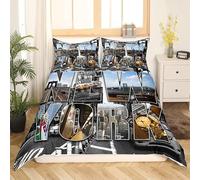 Housse de Couette 200x200 New York Parure de lit 2 Personnes Paysage Urbain Set de Housse Couette Microfibre Imprimée 3D Ensemble de Literie avec 2 Taies d'oreiller C/2164