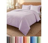 Housse de Couette 200x200 - Parure 3 Pièces Microfibre - Lavande Clair | Brossée Douce et Respirante, Fermeture Éclair, Liens de Coin, Anti-Froissement, Lavable en Machine, Certifié OEKO-TEX