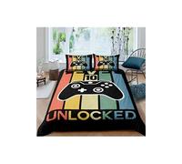 Housse de couette 200x200cm - 3D Gamepad Parure de lit avec 2 taies - Gamer Console Jeu vidéo -pour garçon et adolescent (noir)