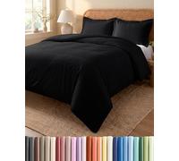 Housse de Couette 200x220 - Parure de Lit 3 Pièces Microfibre Zippée - Noir | Brossée Douce et Respirante, Fermeture Éclair, Liens de Coin, Anti-Froissement, Lavable en Machine, Certifié OEKO-TEX