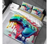 Housse de Couette 200x220cm 3D Gamepad Motif Parure de Lit Game Controller Impression Adulte Hommes Ado Enfants Garçons pour Enfants Adultes Ensemble de Literie avec 2 taie d'oreiller 80x80cm