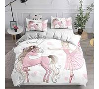 Housse de Couette 220x240 Danseuse & Licorne parures de lit Doux et Confortable Microfibre Couette imprimée avec 2 oreillers 65x65 cm
