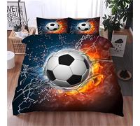 Housse de Couette 220x240 Football GarçOn, Parure de Lit 2 Personnes pour Lit 180x200, Housse Couette 220x240 Imprimée Flamme 3d, Ensemble de Literie Ultra Doux avec 2 Taies d'oreiller 65x65 cm, Z16