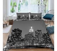 Housse de Couette 220x240 New York Adulte Parure de lit 220 x 240 cm Ville Moderne Imprimé 3D Housse Couette 2 Personnes New York Douce Ensemble de Literie avec 2 Taies d'oreiller a.327