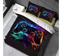 Housse de Couette 220x240cm 3D Gamepad Motif Parure de Lit Game Controller Impression Adulte Hommes Ado Enfants Garçons pour Enfants Adultes Ensemble de Literie avec 2 taie d'oreiller 50x75cm