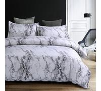 Housse de Couette 220x240cm Blanc Gris Marbre Motif Style Moderne Microfiber Housse de Couette avec Fermeture Éclair Fermeture Ensemble de Literie pour Hommes et Femmes