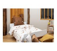 Housse de couette 240 x 220 cm + 2 taies Pompon - 100% coton 57 fils - Imprimé lapins, boutons bois