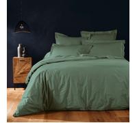 Douceur d'Intérieur Housse de couette Lina Cèdre 240x220 cm Coton 57 fils Vert Boutons-pression