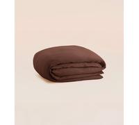 Housse de couette 240x220 cm - Gaze de coton - Marron - Douce et gaufrée - Toute saison - Confectionnée au Portugal - Tediber