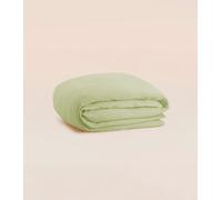 Housse de couette 240x220 cm - Gaze de coton - Vert - Douce et gaufrée - Toute saison - Confectionnée au Portugal - Tediber