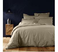Housse de couette 240x220 cm Lina 100% coton - Sable uni - Boutons pression