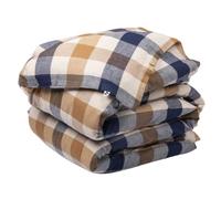 Housse de couette 240x220cm en flanelle de coton à carreaux beige - BASTIEN