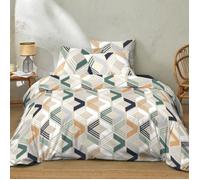 Housse de couette 240x260 cm + 2 taies 100% Coton 57 fils Malte Marine