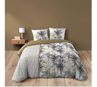 Housse de couette 260 x 240 cm 100% coton motif Dakar jaune - Parure 3 pièces + 2 taies 63x63 cm