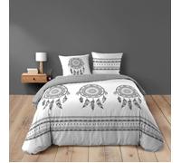 Housse de couette 260 x 240 cm coton 42 fils Indian Dream + 2 taies 63x63 - Blanc