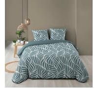 Douceur d'Intérieur – Parure de lit Morgane 3 pièces 260 x 240 cm 100% coton Bleu