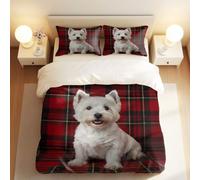 Housse de Couette 280x240 West Highland White Terrier 3D Parure de Lit Chiot Mignon en Microfibre Doux Housses Couettes 2 Personnes avec Fermeture Éclair avec 2 Taies d'oreiller 65x65 cm M.720