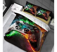 Housse de Couette 90x190cm 3D Gamepad Motif Parure de Lit Game Controller Impression Adulte Hommes Ado Enfants Garçons pour Enfants Adultes Ensemble de Literie avec 2 taie d'oreiller 80x80cm