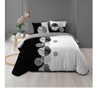 Douceur d'Intérieur Parure de lit 3 pièces Stormi 240x220 cm 100% coton motif cercles Blanc