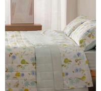 Housse de couette Boutí, 135 cm, vert, motif floral, 100 % microfibre, 130 g/m²