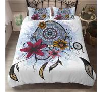 Housse De Couette Capteur De R¿ºve, Attrape-R¿ºves Parure De Lit X Cm Avec Fermeture¿¿Clair + Taies D'oreiller Xcm Microfibre Douce Respirante (X Cm,La Plume C)