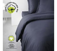 Housse de couette Coton Organic Navy, 220 x 240 cm, 100% Coton 57 fils, Lit 2 personnes, TODAY