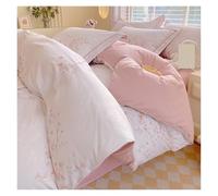 Housse De Couette Coton Parure de lit en coton à imprimé Floral, ensemble 4 pièces, housse couette avec 2 taies d'oreiller, for la maison, Queen, King Size(Color 7,FLAT BED SHEET_FULL 180X220 CM)