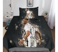 Housse De Couette Cristiano Ronaldo Imprim¿¿ Motif Football Parure De Lit Housses De Couettes Avec Taies D'oreiller D Imprim¿¿ Literie En Microfibre,Pou