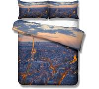 Housse De Couette De Luxe Moderne Ville Mod¿¿Le New York Hong Kong Sydney Paris Houston Toronto Sc¿¿Ne De Nuit Microfibre Parures De Lit, Double (Pariisi, _X__Cm)