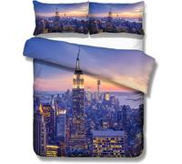 Housse De Couette De Luxe Moderne Ville Mod¿¿Le New York Hong Kong Sydney Paris Houston Toronto Sc¿¿Ne De Nuit Microfibre Parures De Lit, Double (New York, _X__Cm)