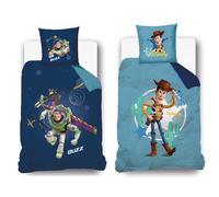 Housse De Couette Disney Buzz Et Woody Recto/verso Coton Bleu 140X200 63X63