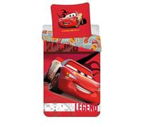 Housse de Couette Disney Cars Flash McQueen 140x200 + Taie 65x65 Garçon | Parure de lit réversible | Racing Legend et chronomètre | Verso autocollants | 100% coton Oeko-Tex | Idée cadeau 4-8 ans