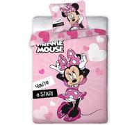 AYMAX S.P.R.L. Parure de lit Disney Minnie Star - Housse de Couette 140x200 cm + Taie d'oreiller 63x63 cm